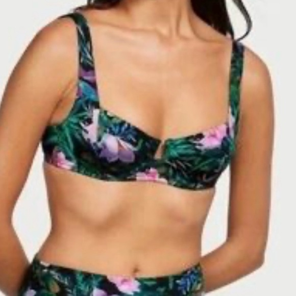 Victoria's Secret Palm Black Full Coverage Bikini Top 36C - Picture 1 of 9